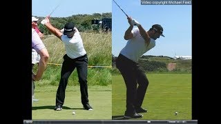 Jon Rahm golf swing  Long Iron faceon amp downtheline July 2017 [upl. by Pearla]