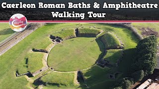 CAERLEON ROMAN BATHS amp AMPHITHEATRE WALES  Walking Tour  Pinned on Places [upl. by Euqinmod]