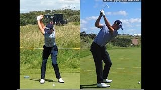 Justin Thomas golf swing  Long Iron faceon amp downtheline July 2017 [upl. by Desdamonna47]