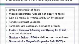 Misrepresentation Lecture 1 of 4 [upl. by Anicnarf]